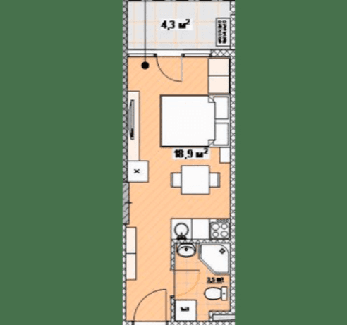 studio, 26.7 m², 8 floor in "Next Apartments"