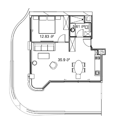 1-bedroom apartment, 100.45 m², 12 floor in "Next Collection"