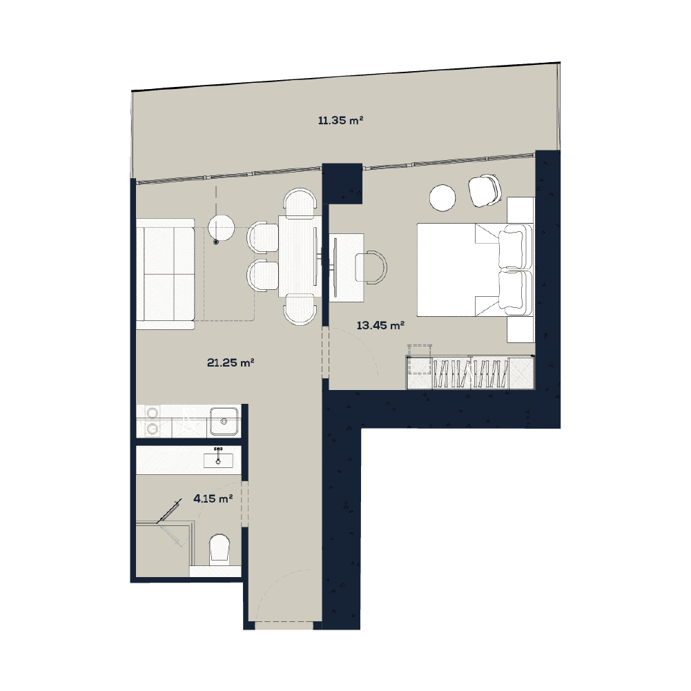 1-комнатная квартира, 50.2 м², 48 этаж в ЖК "Alliance Centropolis"