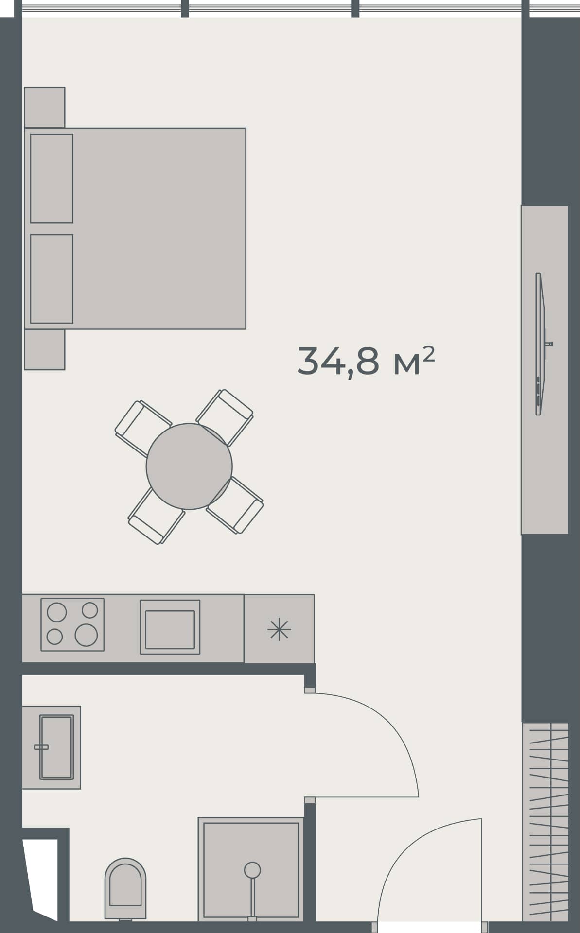 Студия, 34.8 м², 29 этаж в ЖК "One"