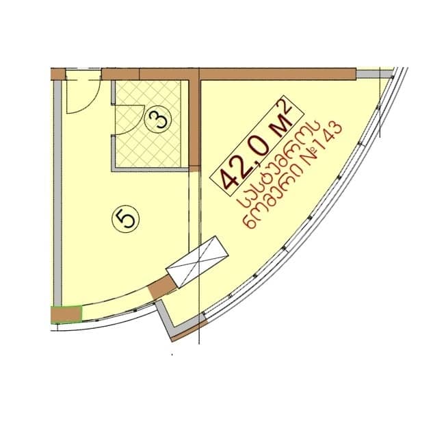 studio, 42 m², 19 floor in "Dar Tower"