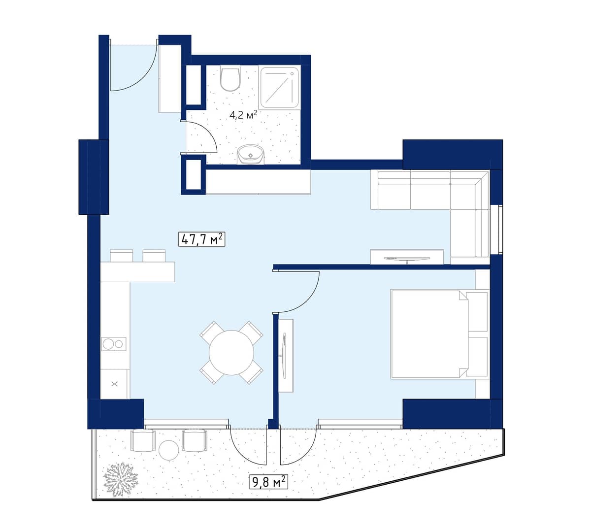 1-bedroom apartment, 57.5 m², 32 floor, Calligraphy Towers in Batumi