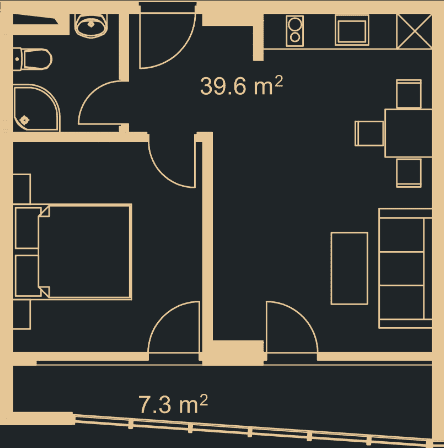 1-комнатная квартира, 45.7 м², 17 этаж в ЖК "Green Side Gonio"