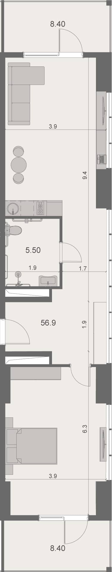 1-bedroom apartment, 79.2 m², 7 floor, Stay & Rent in Batumi