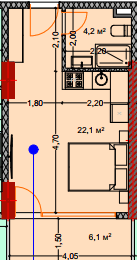 studio, 33.5 m², 3 floor, Lagoon Resort in Batumi