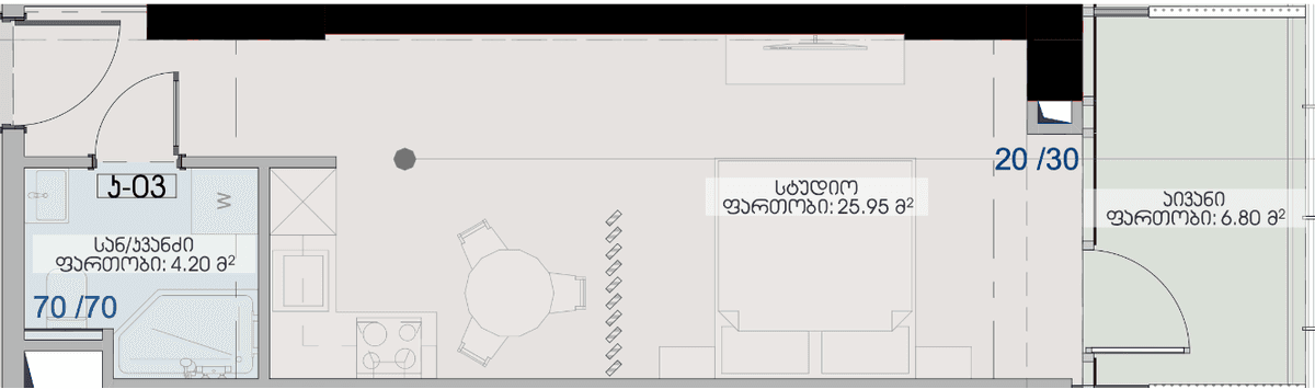 Студия, 36.95 м², 19 этаж в ЖК "Geuz Towers"