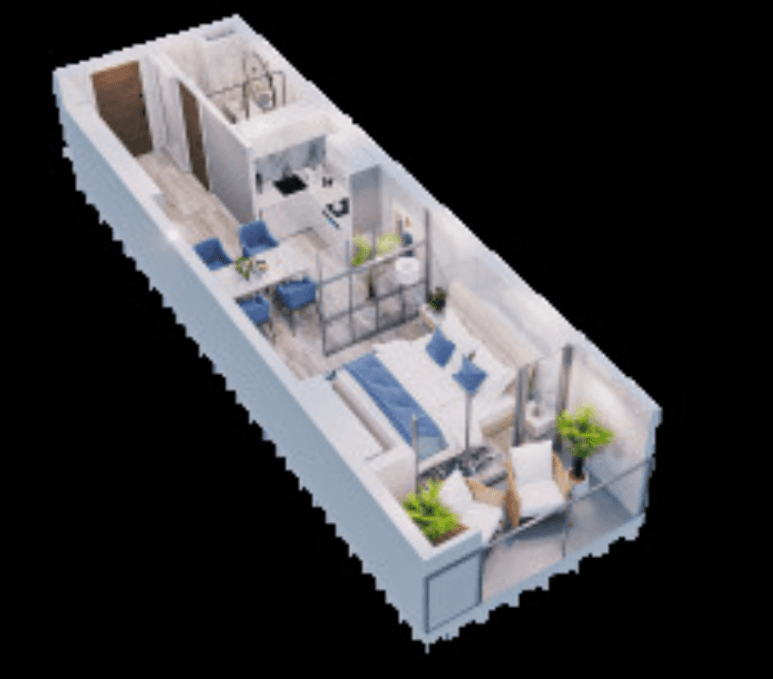 studio, 32.2 m², 3 floor in "Next White"