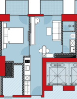 2-bedroom apartment, 45.17 m², 2 floor, Wyndham Residence Batumi in Batumi