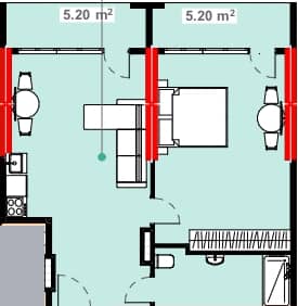 1-bedroom apartment, 65.2 m², 16 floor in "Lemon Garden"