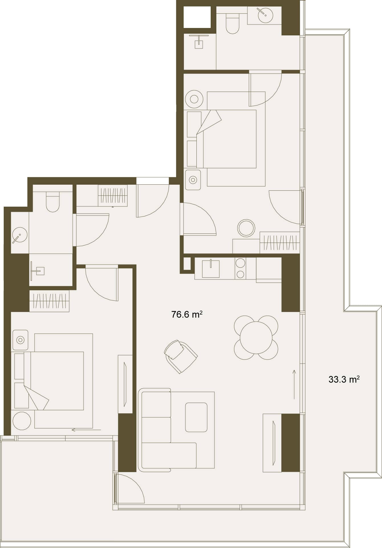 2-bedroom apartment, 109.9 m², Floor 6 in "NEXT GARDENS"