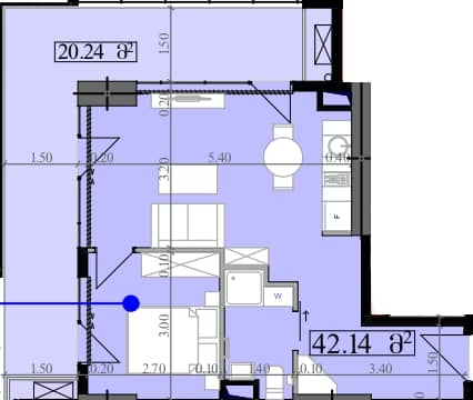 1-комнатная квартира, 62.38 м², 16 этаж в ЖК "Park Tower"