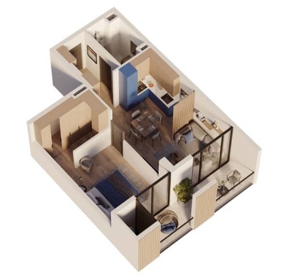 2-bedroom apartment, 55.8 m², 11 floor in "Sea Hills"