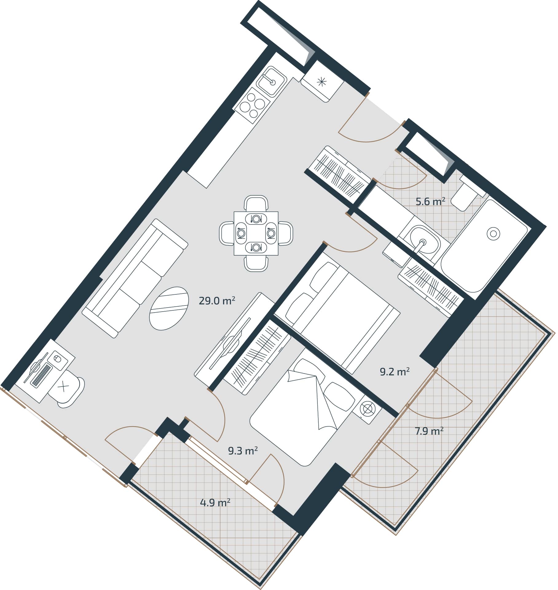 2-bedroom apartment, 65.9 m², 21 floor, Artex Parkline in Batumi