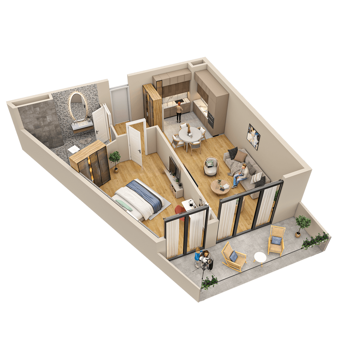 2-bedroom apartment, 53.1 m², 2 floor in "Tekto Location"