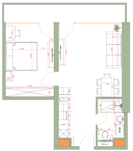 1-bedroom apartment, 54.32 m², 38 floor, 7th Heaven Residence in Batumi