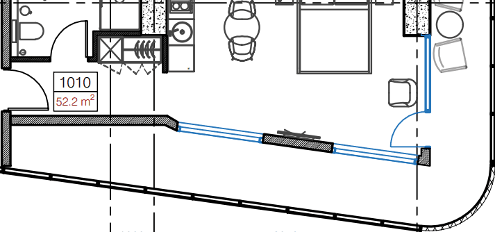 studio, 52.2 m², 10 floor in "Cube"