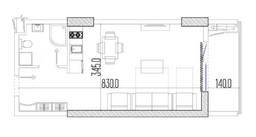 studio, 33.5 m², 36 floor, Intourist Residence in Batumi