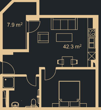 1-bedroom apartment, 48.8 m², 12 floor, Green Side Gonio in Batumi