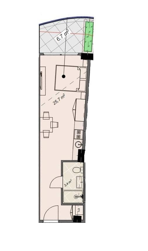 Студия, 35.8 м², этаж 7 в ЖК "Lux Panorama"