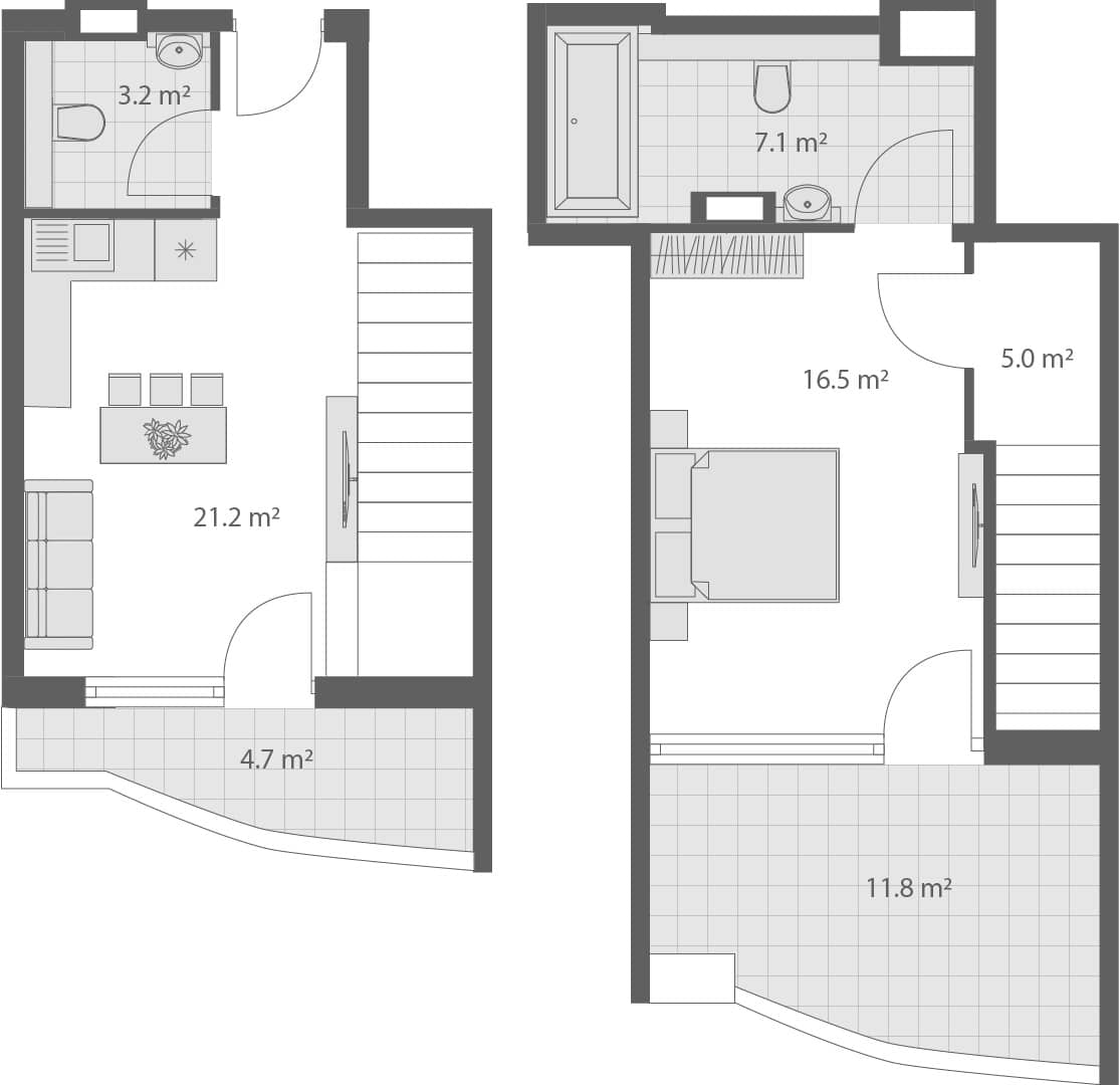 2-bedroom apartment, 69.5 m², 4 floor, Wyndham Grand Family Club in Batumi