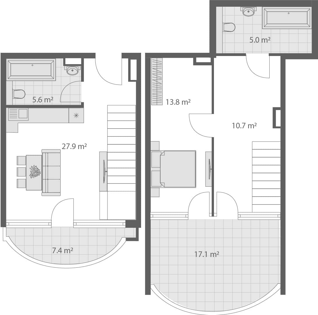 2-bedroom apartment, 87.5 m², 4 floor, Wyndham Grand Family Club in Batumi