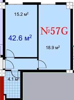 1-bedroom apartment, 42.6 m², 18 floor in "Mardi City Center"