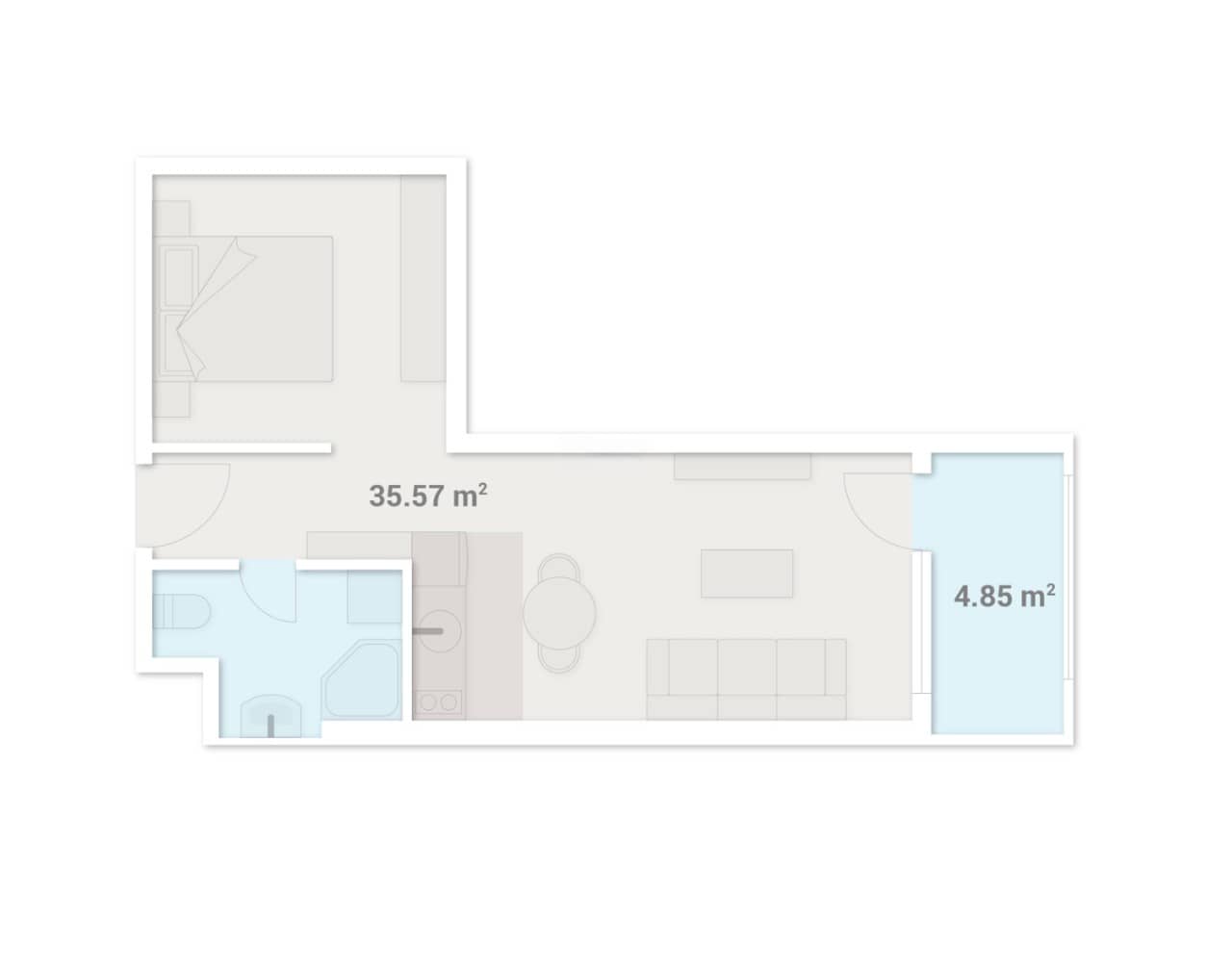 2-bedroom apartment, 40.42 m², 44 floor in "15 Pirosmani Street"