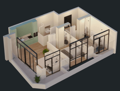 2-bedroom apartment, 72.2 m², 5 floor in "Green Side Gonio"