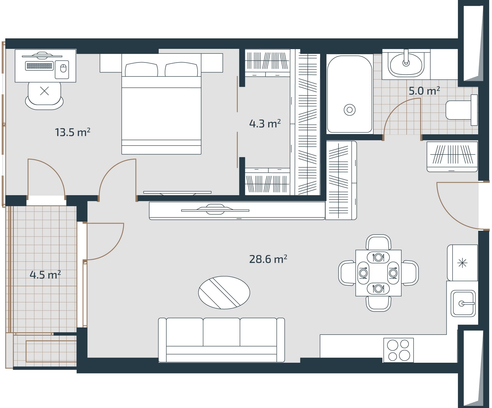 1-bedroom apartment, 55.9 m², 24 floor, Artex Parkline in Batumi