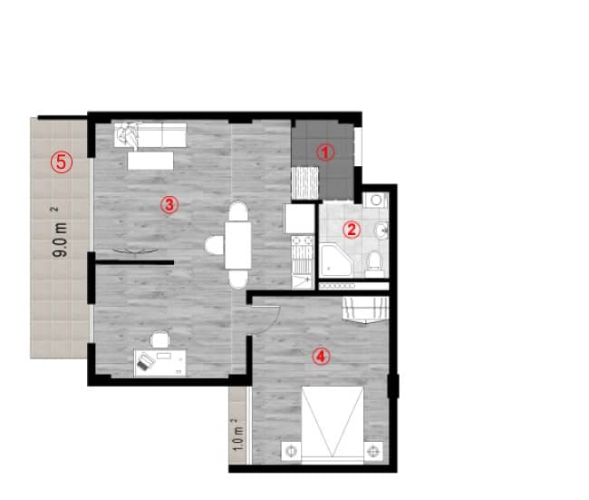 1-bedroom apartment, 64.4 m², 8 floor in "Green Cape"