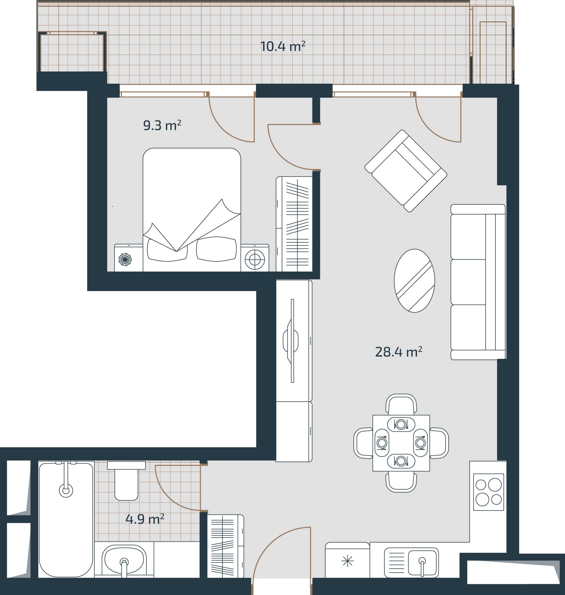 1-ოთახიანი ბინა, 53 მ², 12 სართული, Artex Parkline ბათუმში