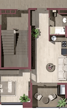 2-ოთახიანი ბინა, 48.4 მ², 12 სართული "Tekto Franco"-ში