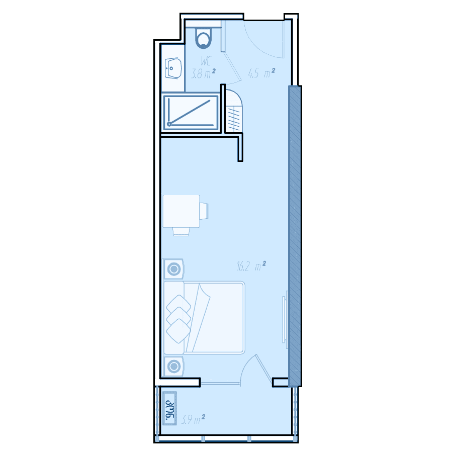 studio, 32.2 m², 30 floor in "BlueSky Tower"