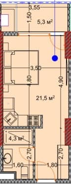 studio, 30.8 m², 12 floor, OKTO Art House in Batumi