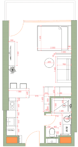 1-bedroom apartment, 34.74 m², 21 floor, 7th Heaven Residence in Batumi