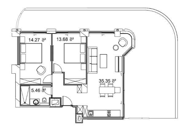 2-bedroom apartment, 133.69 m², 9 floor in "Next Collection"