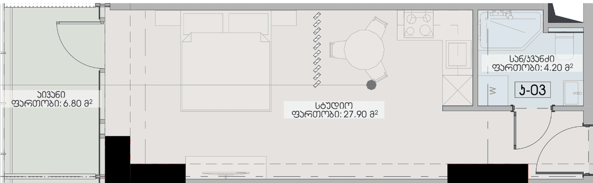 Студия, 38.9 м², 17 этаж в ЖК "Geuz Towers"