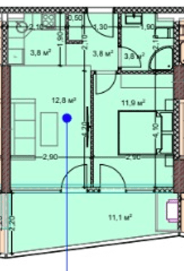 1-комнатная квартира, 49.2 м², 15 этаж в ЖК "Prime Residence"