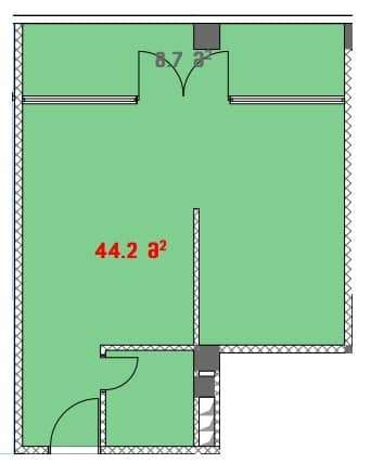 单间，44.2 m²，2 层，位于“White House”
