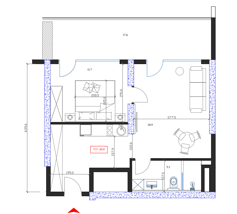 1-комнатная квартира, 71.5 м², 8 этаж в ЖК "Marina Club"