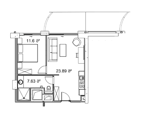 1-bedroom apartment, 59.19 m², 15 floor in "Next Collection"