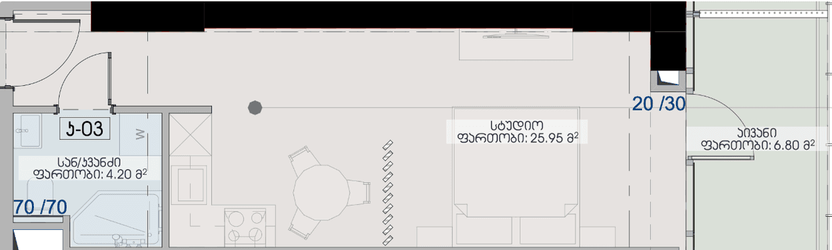 Студия, 36.95 м², 32 этаж в ЖК "Geuz Towers"
