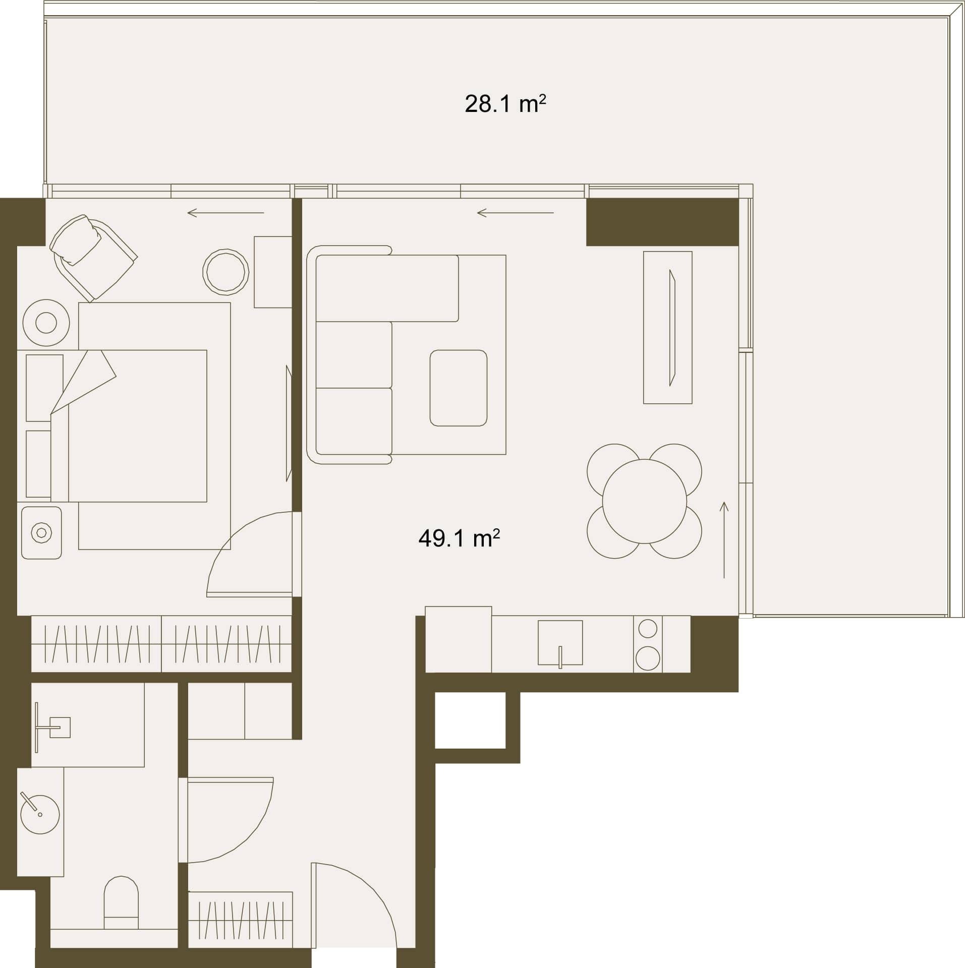 1-ოთახიანი ბინა, 75.9 მ², სართული 2 -ში "NEXT GARDENS"