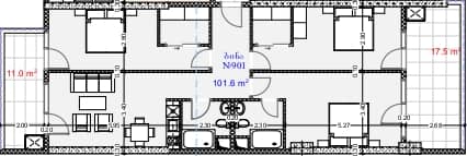 3-комнатная квартира, 130.1 м², 9 этаж в ЖК "Aquapark Residence"