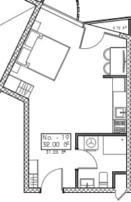 studio, 32 m², 3 floor in "Mardi Hills"