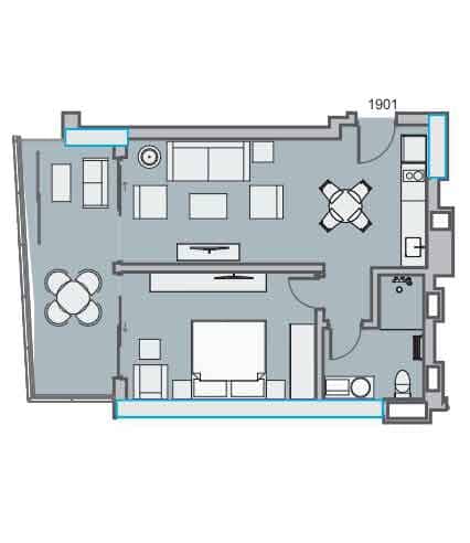2-bedroom apartment, 62.5 m², Floor 19 in "Dreamland Oasis"