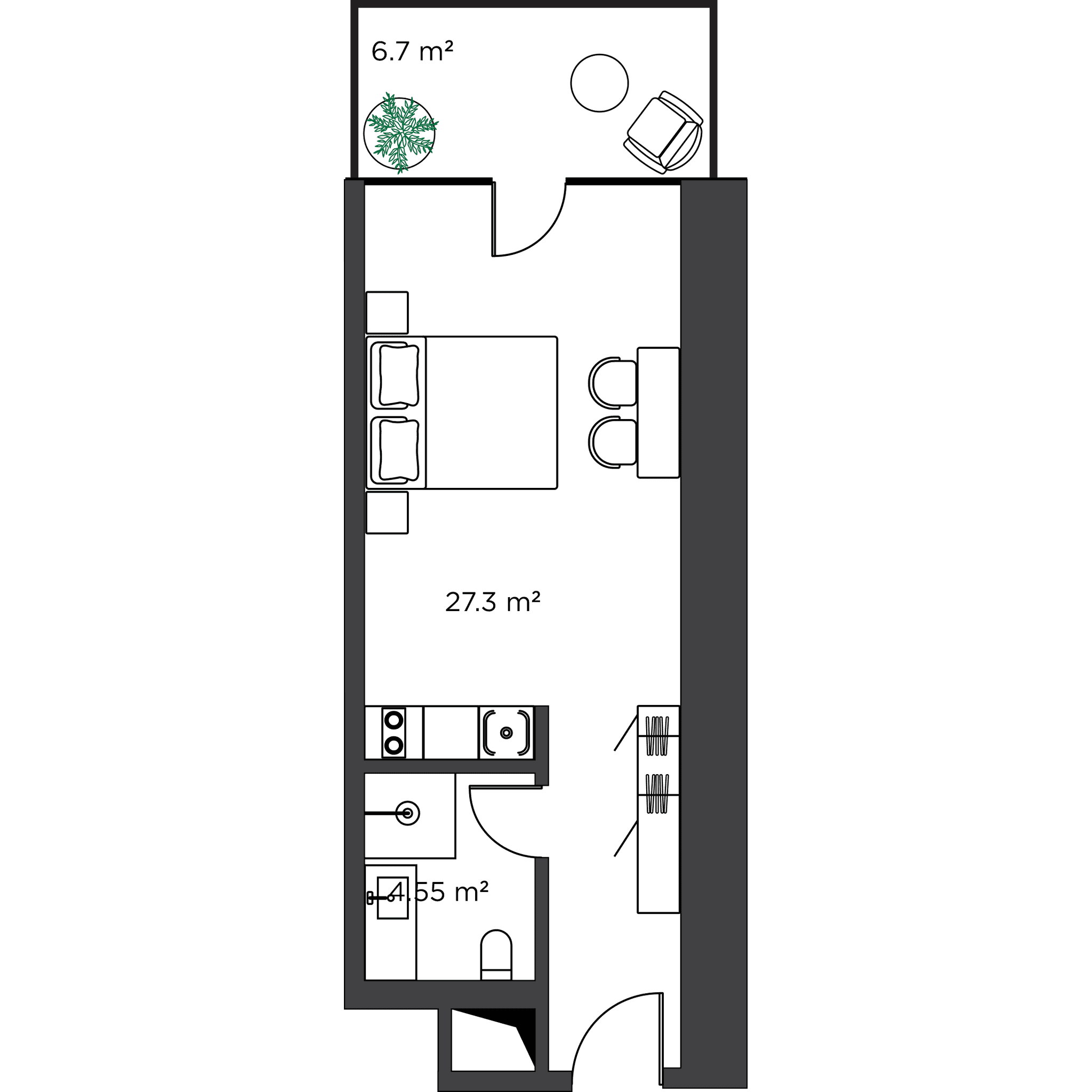 Studio, 39.5 m², 50 floor, Ambassadori Island in Batumi