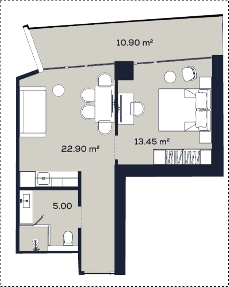 1-bedroom apartment, 52.25 m², 53 floor, Alliance Centropolis in Batumi