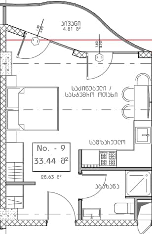 studio, 30.85 m², 7 floor, Mardi Hills in Batumi