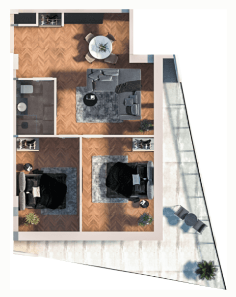 2-bedroom apartment, 91.36 m², 9 floor in "Boulevard Point"